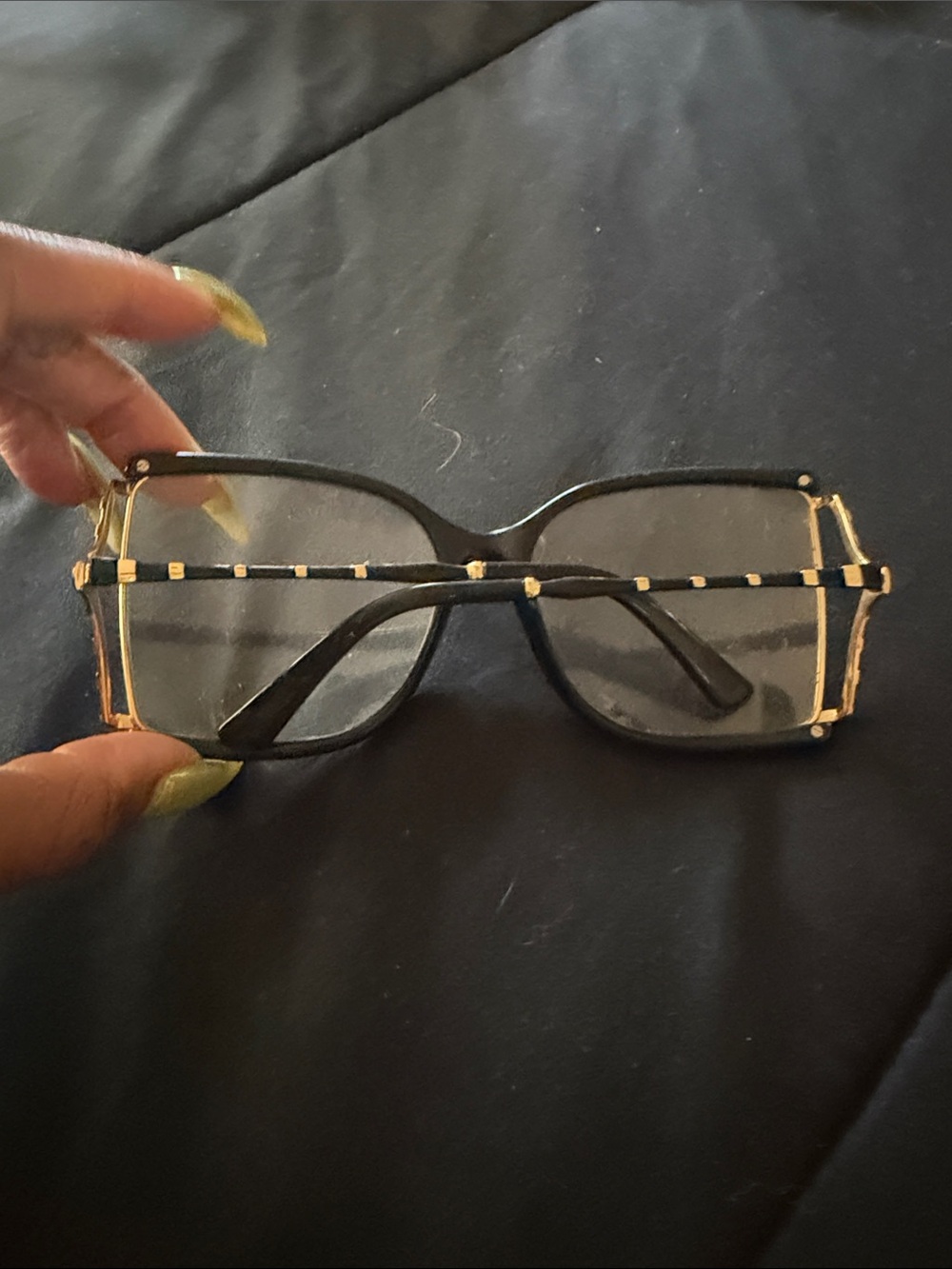 Gucci Black and Gold Square Women's Glasses